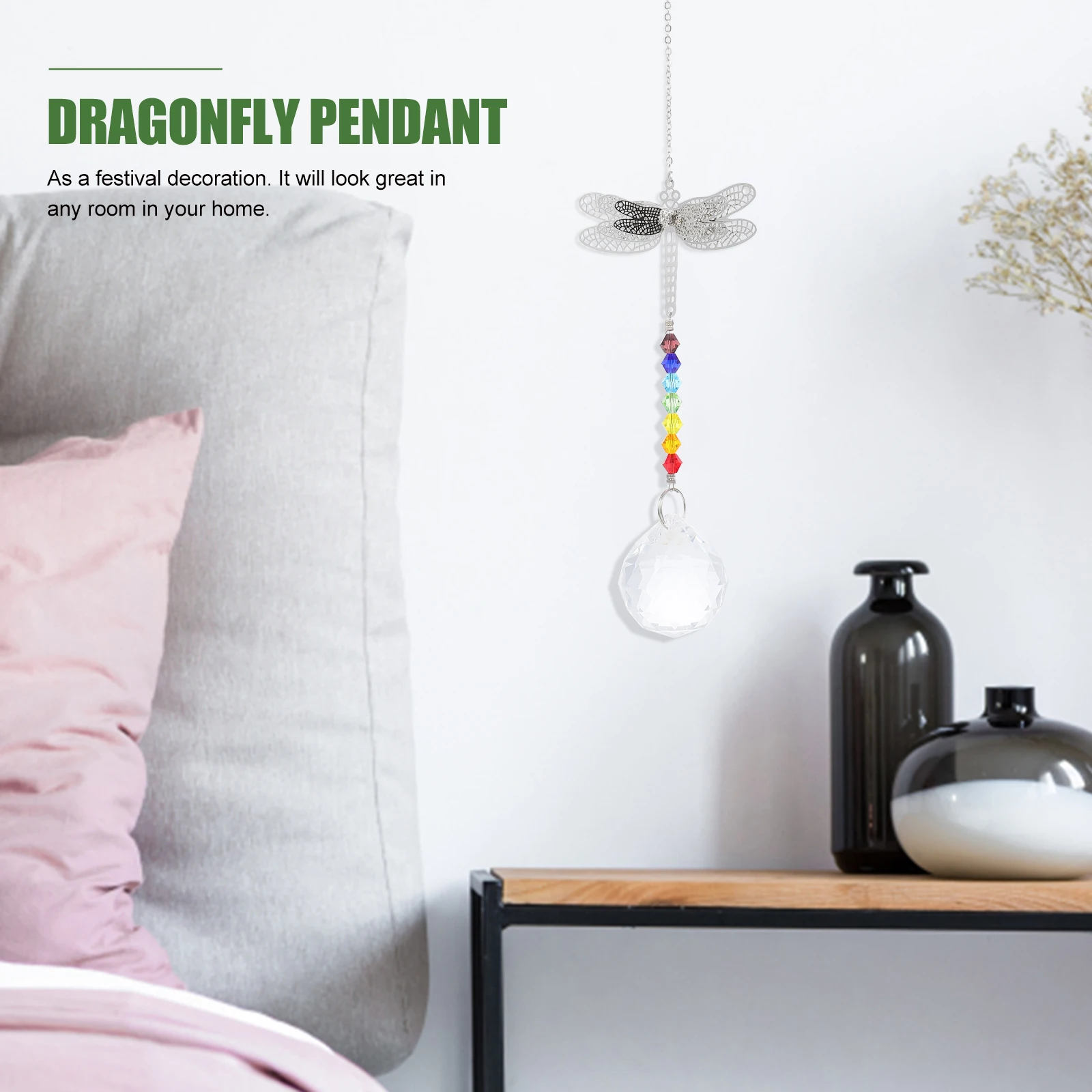 

1Pc Elegant Dragonfly Design Pendant Crystal Hanging New Year Decoration Diy Room Pendant For Women Girls Home Lighting Fixtures