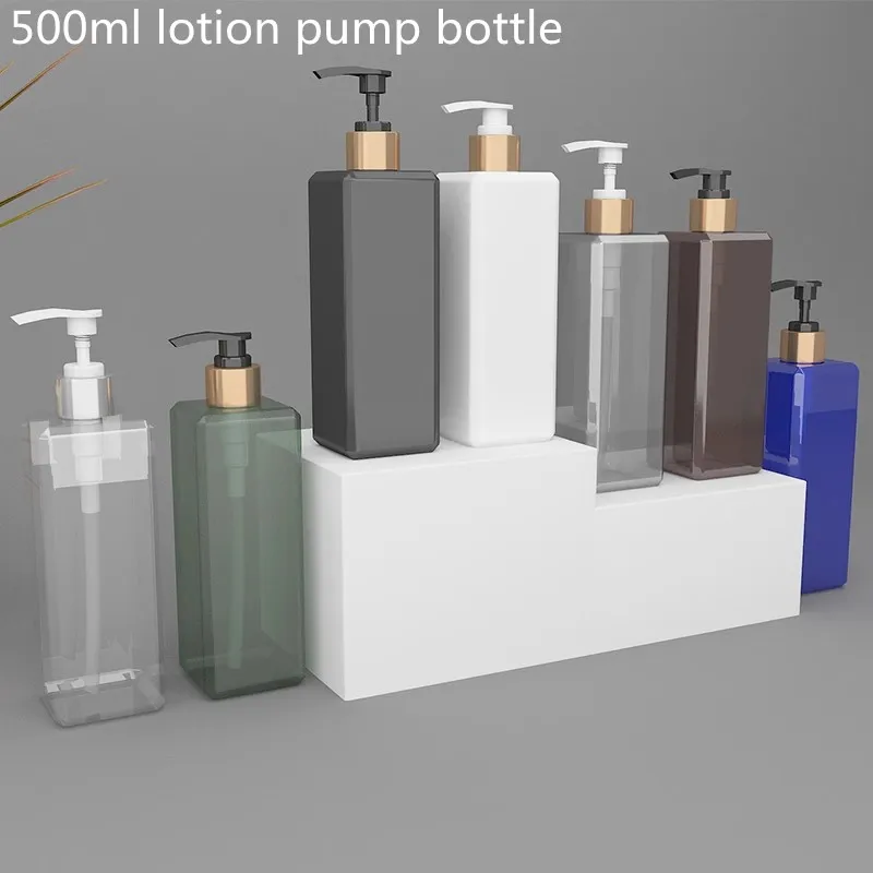 20PCS 500ml PET Dispenser Shampoo Shower Gel Lotion Pump Bottle Empty Square Bottle Hand Sanitizer Body Wash Container