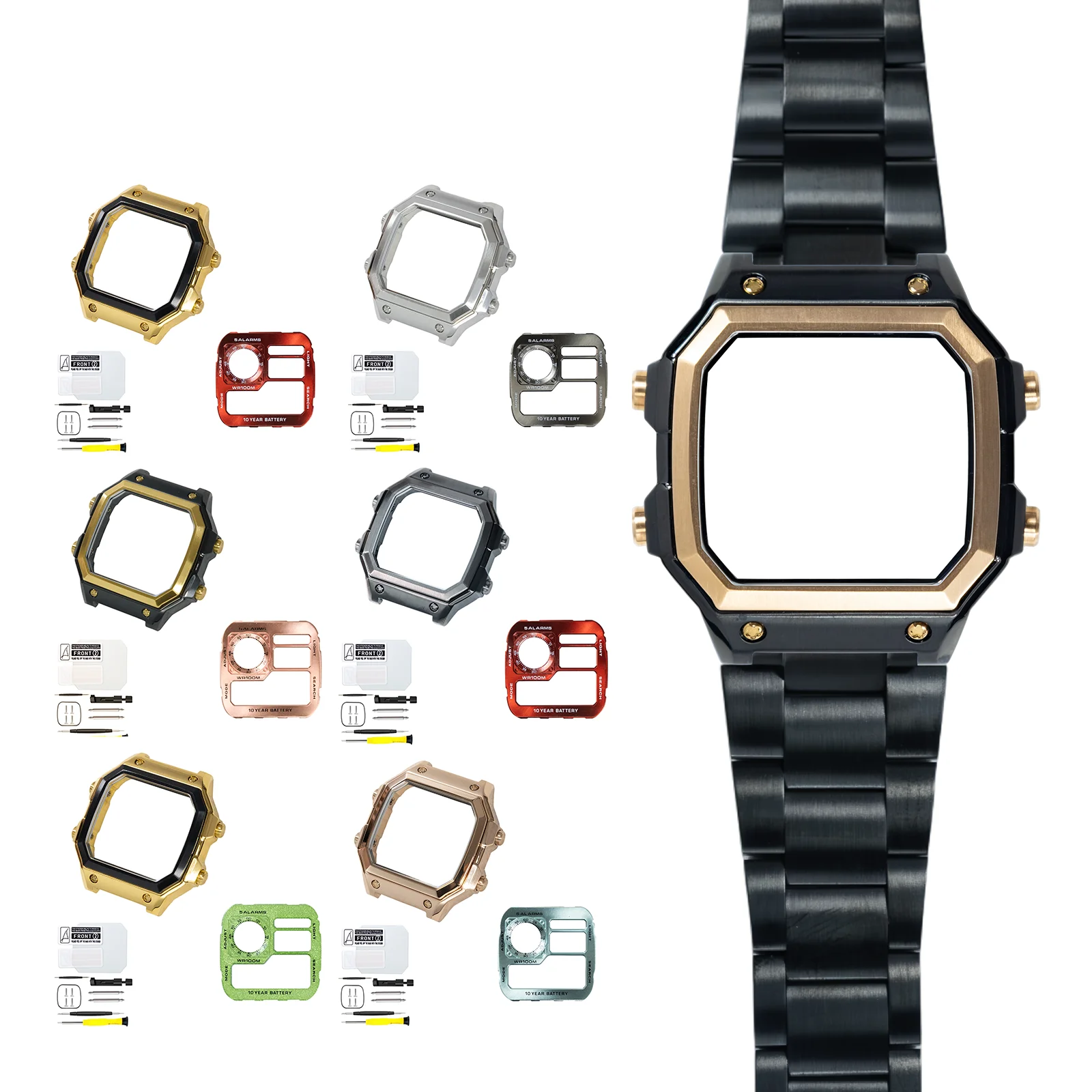 316L Edelstahl Uhrengehäuse und Zifferblatt-Kombination für Casio AE1200 Roségold Lünette Schwarzes Gehäuse Metall Multi-Style Zifferblatt Royale Mod Modifiziert