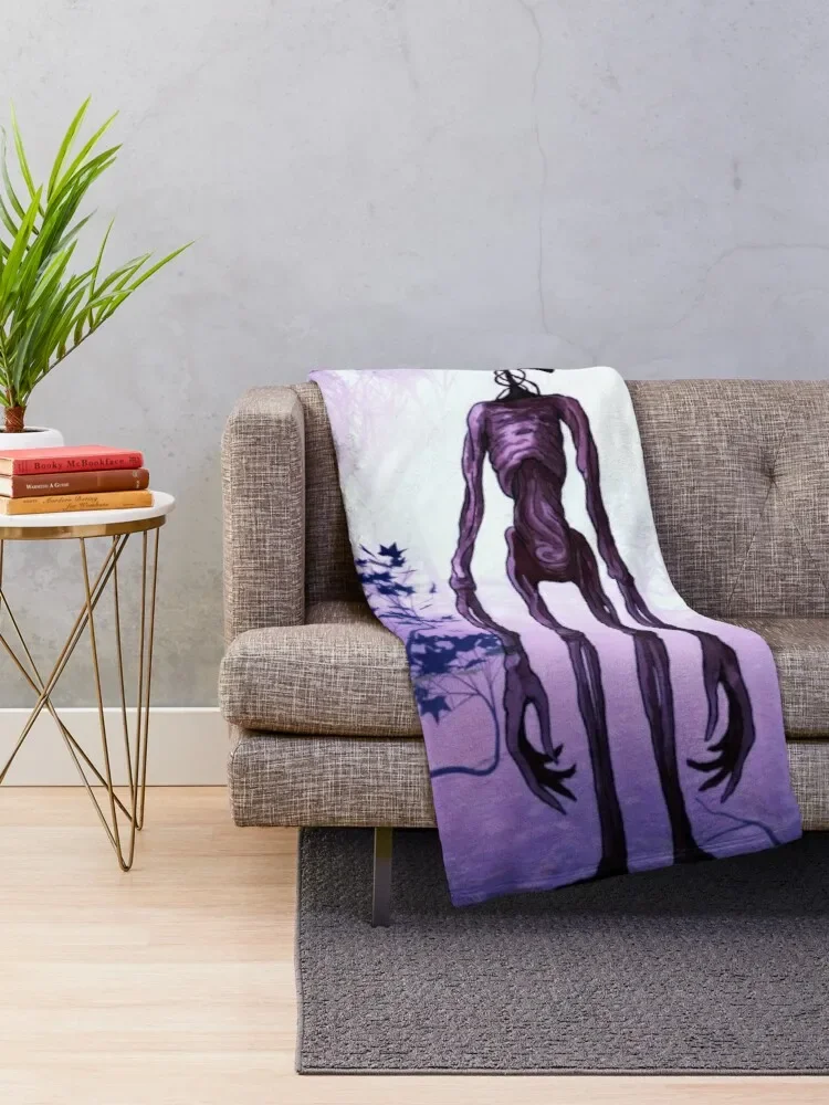 Siren head in purple horror backgroundThrow Blanket Fuzzy Blanket