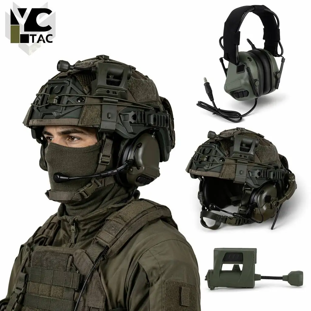 Image of YCTAC 5-in-1 TW3.0 Taktischer Bump-Helm-Set mit Kommunikations-Headset und Stirnlampe für Airsoft, Paintball, Training und Cosplay