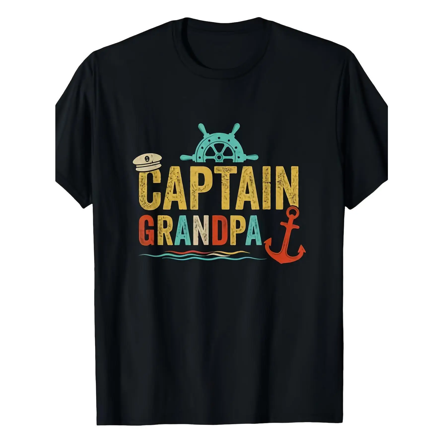 

Funny Captain Grandpa T-shirt Vintage Graphic Slogan Tees for Men Grandfather Birthday Gift