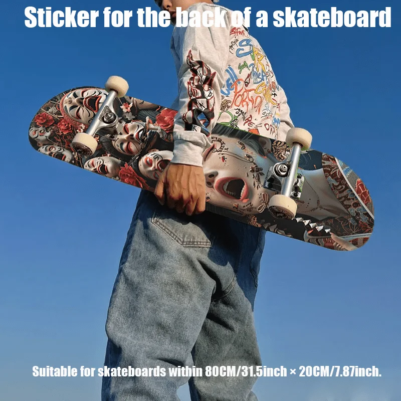

1 Flat Scary Spooky Girl Retro Skateboard Sticker for Shuangqiao Skateboard, Scooter Sticker, Cool Sports Skateboard,