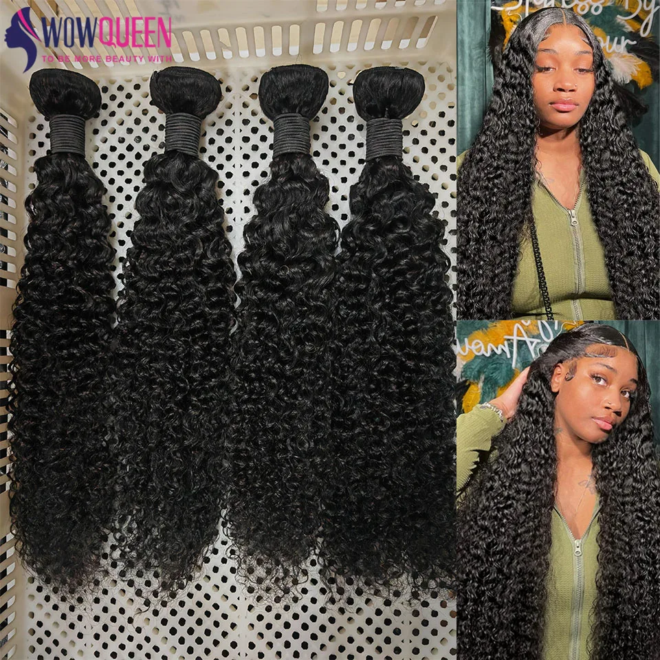 12A Curly Bundles Human Hair 30 32 34 Inch Brazilian Human Hair Bundles 1/3/4PCS Remy Kinky Curly Hair Extensions Natural Color