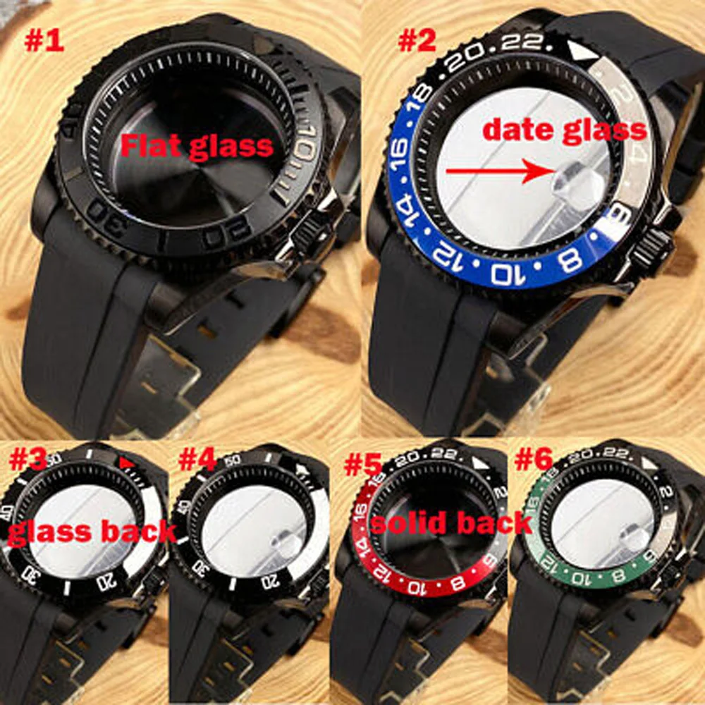 

40mm Black PVD Ceramic Bezel Sapphire Chapter Ring Watch Case Fit NH35 NH36 2824