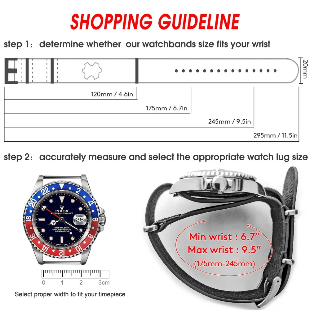 HEMSUT Genuine Leather Watch Band Suede One Piece Style Military Wrist Strap Vintage 18 20 22mm Replacement Wrap for Men Women