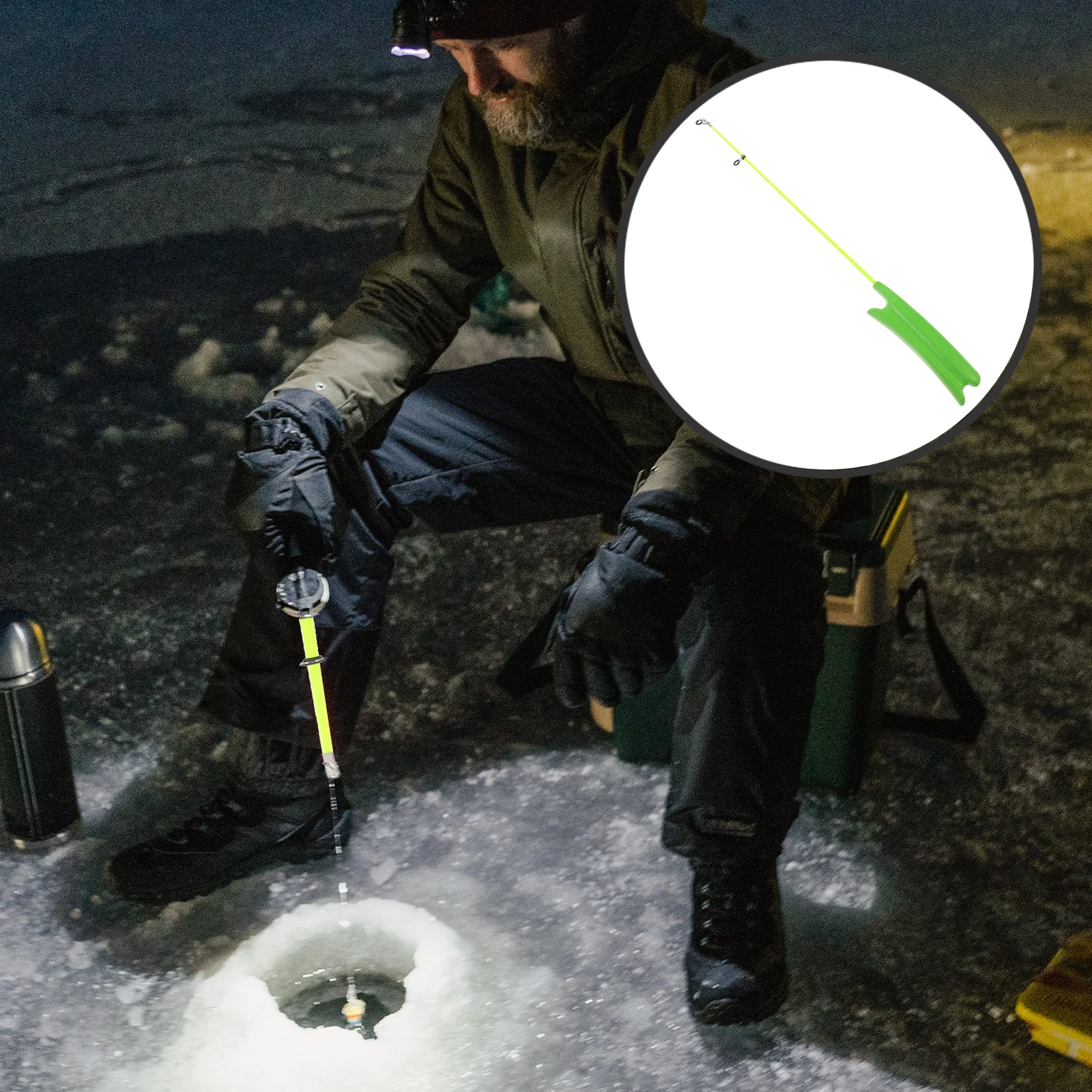 

EVA Solid Rod Rod For Winter Compact Short PU Handle Winter Fishing Tools Outdoor Supplies Short Fishing Pole
