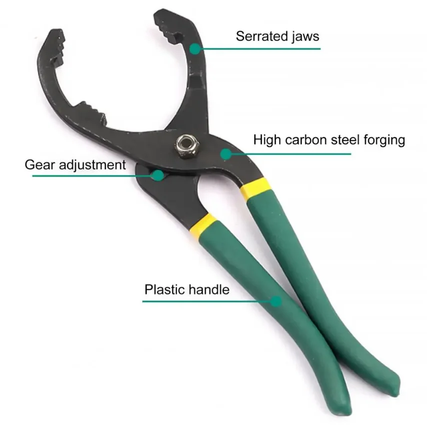 10 inch/12 inch Universal Oil Filter Wrench Serrated Jaws Oil Fuel Filter Pliers for Mechanical Maintenance Oil Grid Wrench