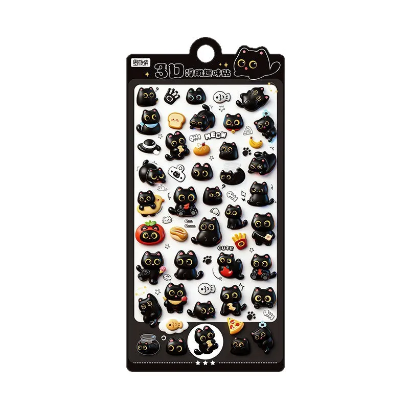 Nowe Naklejki z Kreskówek 3D Śliczne Naklejki z Efektem Karbonu Kot Skryty w Złocie Naklejki z Efektem Wypukłości Zabawne Naklejki Naklejki z Efektem Przebierania się Naklejki z Nagrodami dla Uczniów Naklejki Bąbelkowe Naklejki
