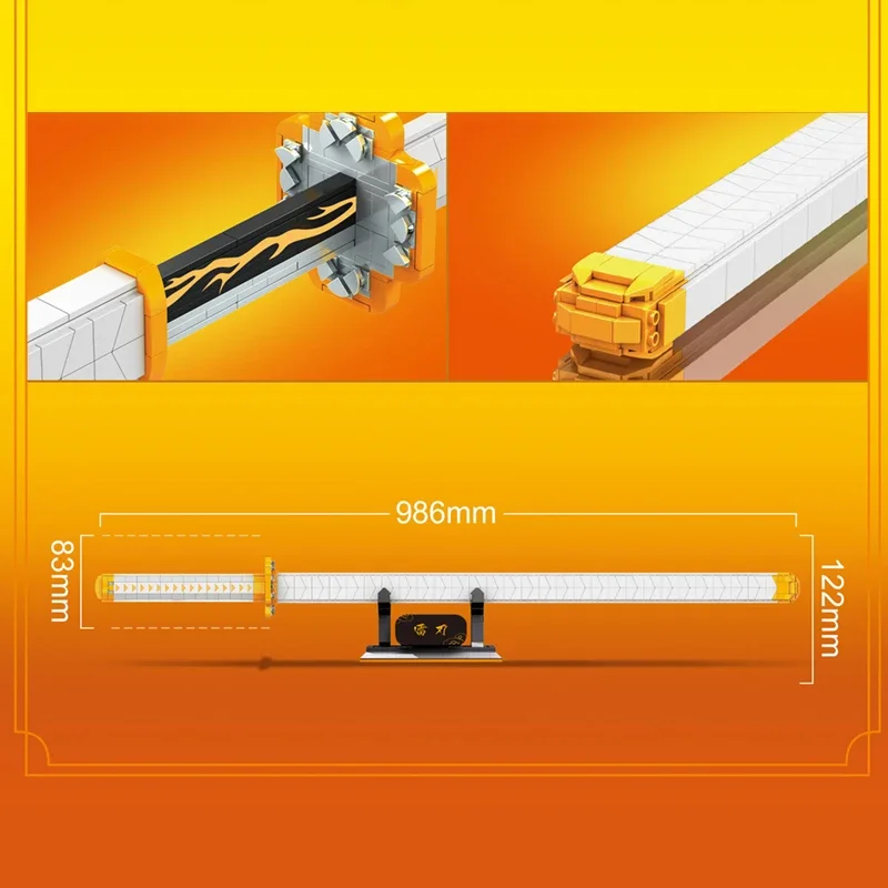 Dk1506 악마 슬레이어 젠이츠 일본 카타나 빌딩 블록, 모형 조립 삽입 작은 입자, 소년 선물 검 칼 장난감