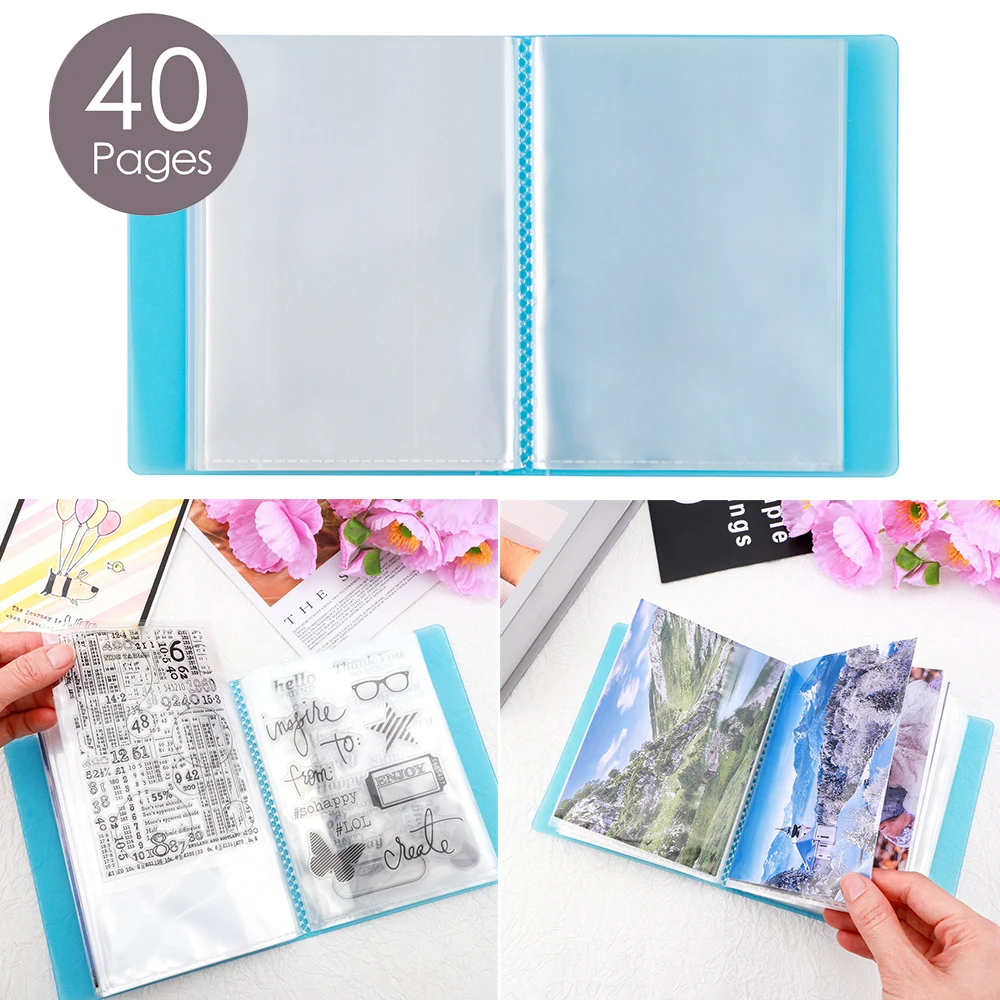 Multipurpose A6 Size Photo Storage Album With 40 Pages Book Binder Protectors For Scrapbooking Stamps Die Storage Pocket Sheets