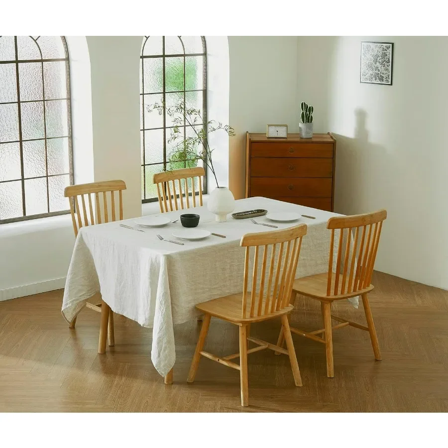 

100% French Flax Linen Tablecloths Rectangle 120Lx60W Inch for Dinners, Parties, Easter, Halloween, Camping, Stone Washed, Textu