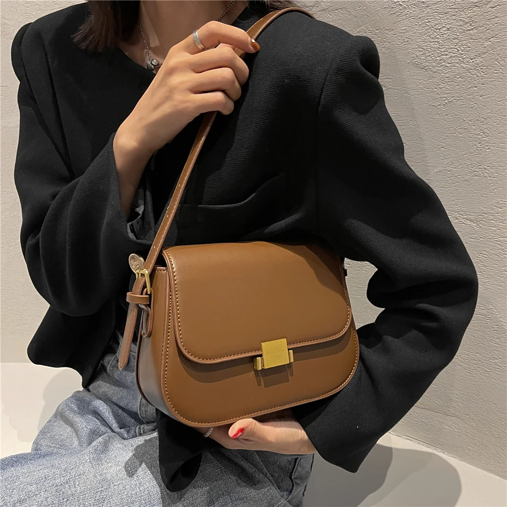 Burminsa 3 Layers Saddle Small Underarm Shoulder Bags For Wome 2023 Trend Luxury Designer Crossbody Bag Leather Ladies Handbags