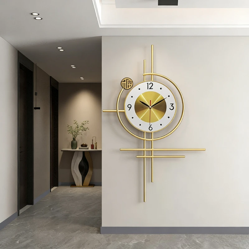 

Modern Luxury Living Room Digital Clock Background Wall Decoration Painting Wall Clock Fulu Design Hanging Painting Wall Watch