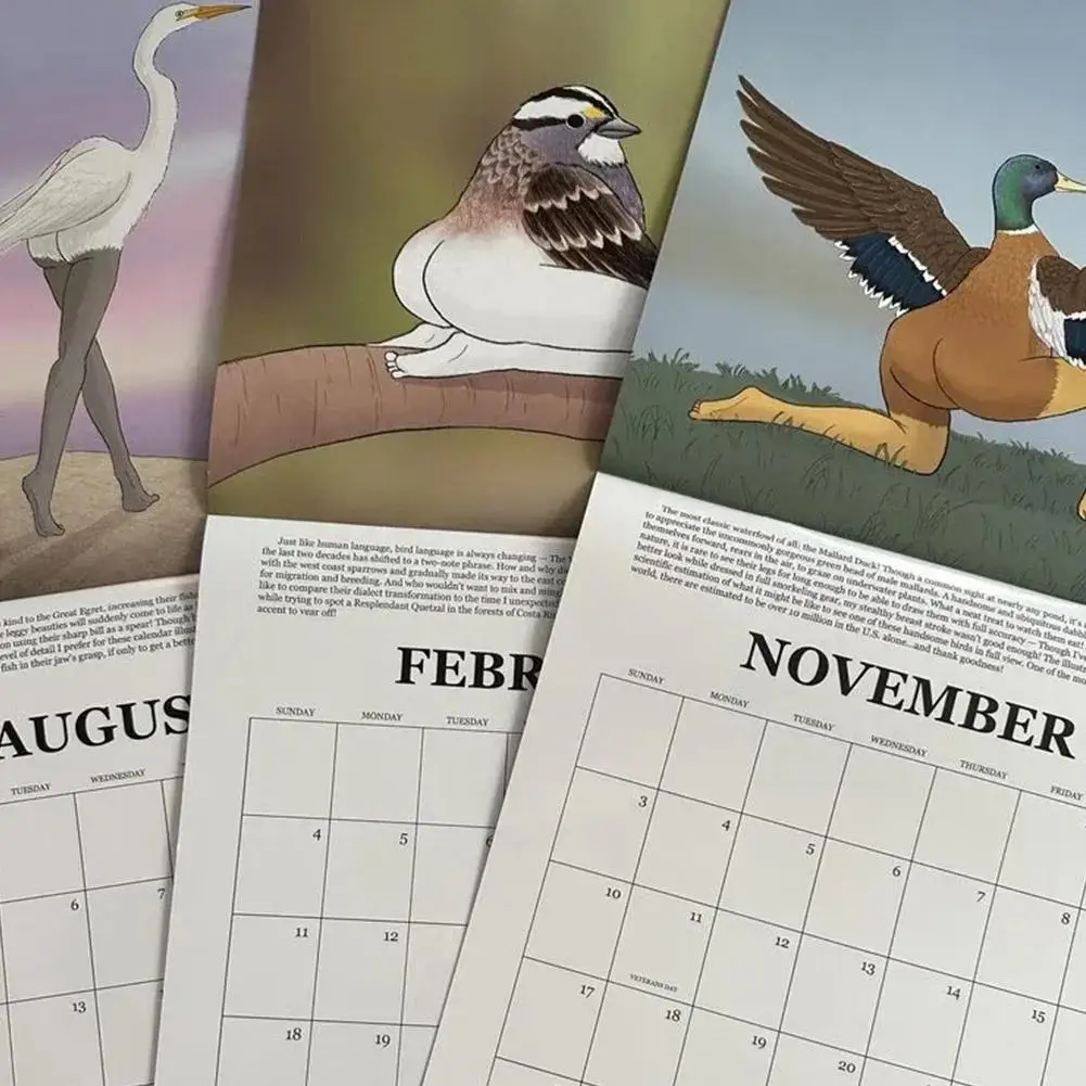 Extremely Accurate Birds Calendar Poster Easy Install 2025 Funny Birds 2025 Wall Calendar Home Decoration