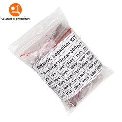 300pcs 50V Ceramic Capacitor Kit 2PF-0.1UF 30Values*10pcs Capacitance Assorted Set DIY Sample Pack