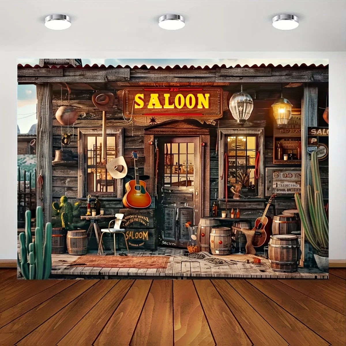 Western Bar Cowboy Ranch Photo Backdrop Retro Saloon Background for Photography Party Decor Free Hooks Included Elevate  Space