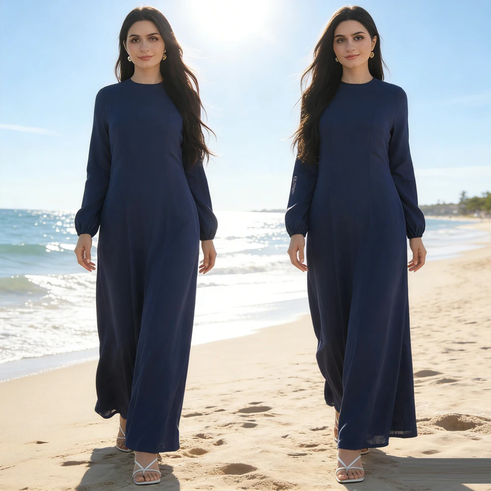 

Fashion Women Long Sleeve Dress Muslim Abaya Dubai Kaftan Ramadan Saudi Arabic Robe Caftan Marocain Femme Islam Jalabiya Abayas