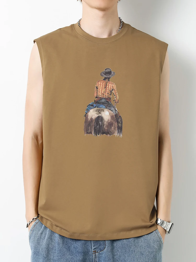 

Легкий спортивный жилет из чистого хлопка для мужчин, летний, в американском стиле, облегающий, без рукавов, футболка-поло