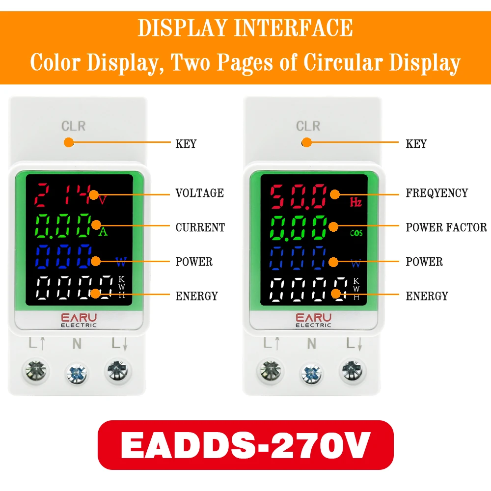 100A AC 50-300V Din Rail Electricity Digital Power Energy Meter Watt Kwh Wattmeter Monitor Ammeter Voltmeter With Energy Zeroing