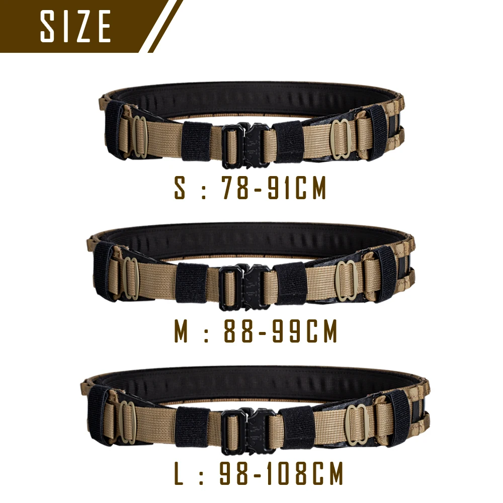 DRAGON EDGE Mens  Military  Light Weight Laser Cut Combat Belt Airsoft 45mm Molle Cobra Buckle Tactical Belt Ccyote Brown