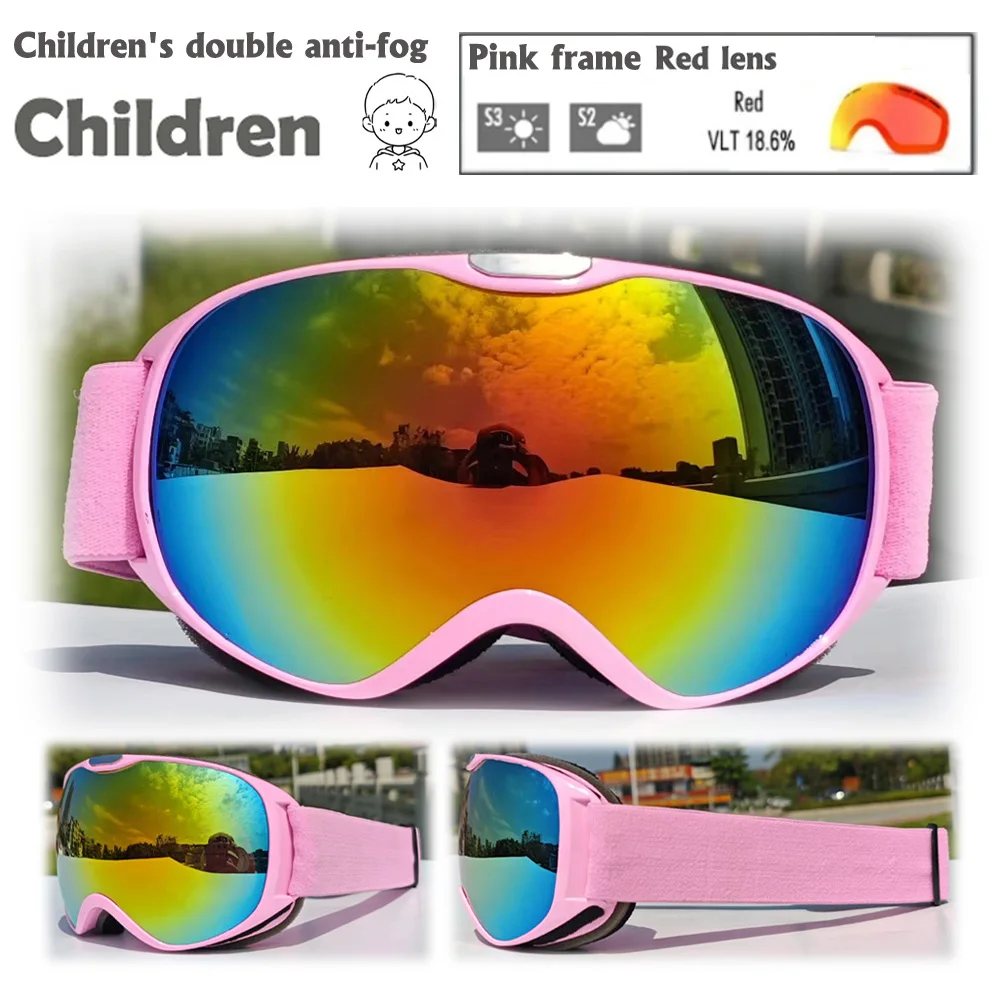 Gafas de esquí de doble capa para niños de 4 a 14 años, antivaho, cortavientos, gafas de seguridad UV400, gafas de esquí para todo el día, gafas de invierno antideslumbrantes