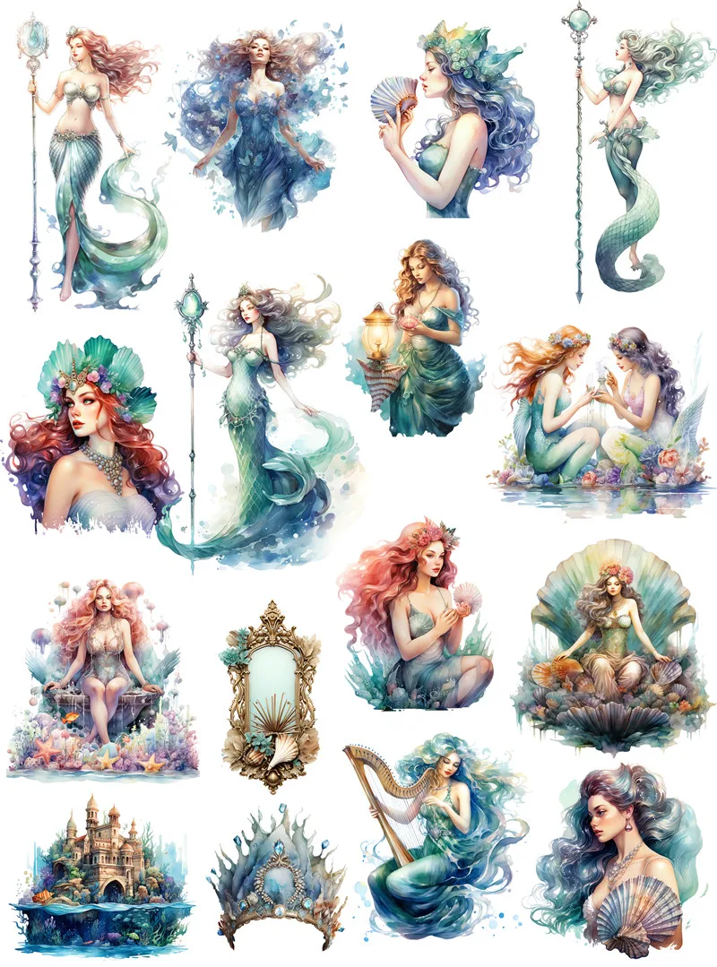 Underwater Princess Stickers Crafts And Scrapbooking stickers kids toys book Decorative sticker DIY Stationery