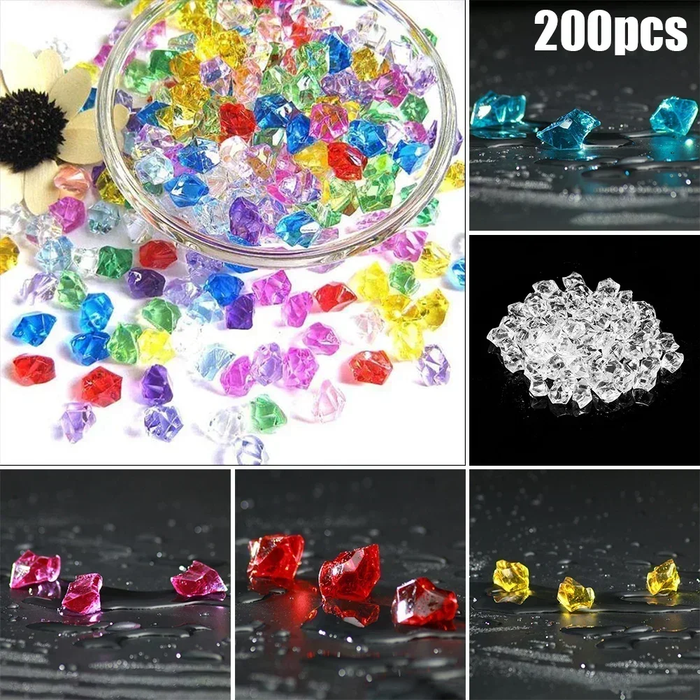 200 Uds piedra preciosa acrílica imitación diamante florero de boda planta hidropónica pecera joyería decoración abatible