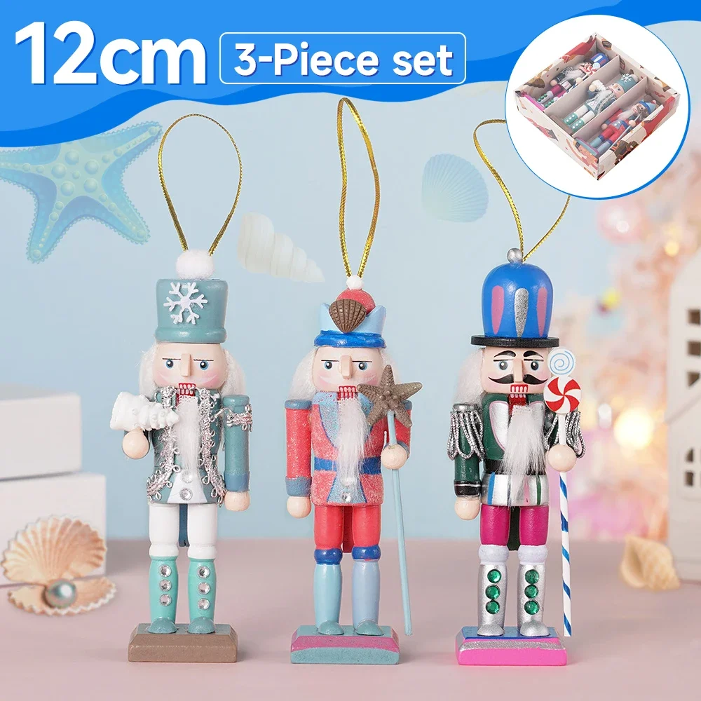 

12cm 3/4/5/6Pcs Mini Wooden Nutcracker Soldier Gift Kit Christmas Tree Pendant Hanging Ornament Decoration Gifts For Friends Kid
