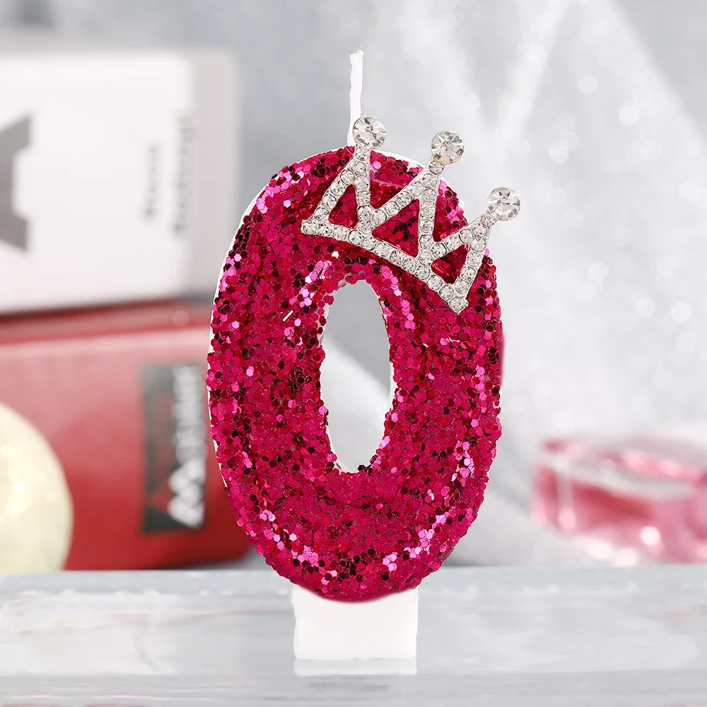 Magenta sequined rhinestone crown digital birthday candles, party gifts, birthday and anniversary candles
