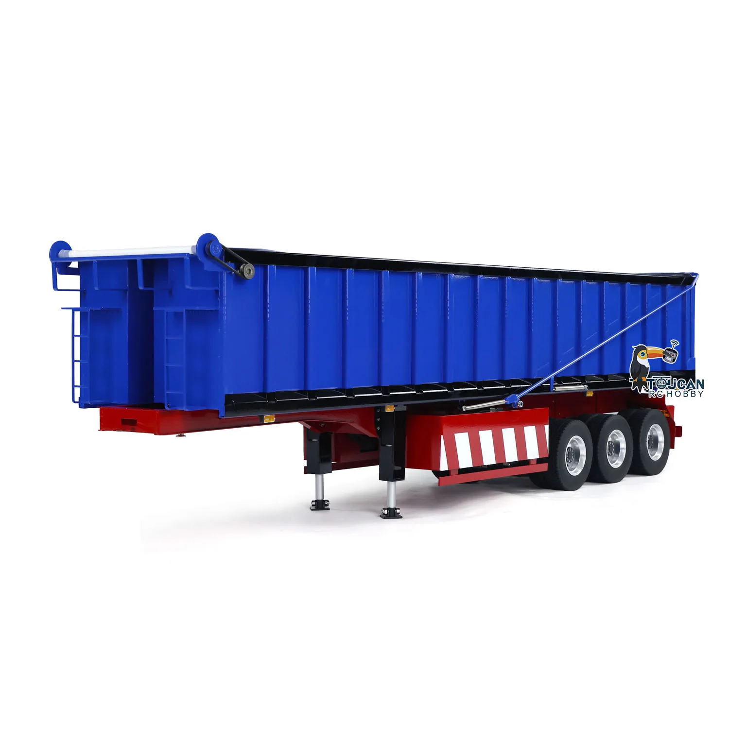 ของเล่นโลหะ 1/14 3 เพลา RC Hydraulic Dump Trailer ไฟฟ้ากันสาดขา Semi Trailer กรวดไฟรถรถบรรทุกรุ่น