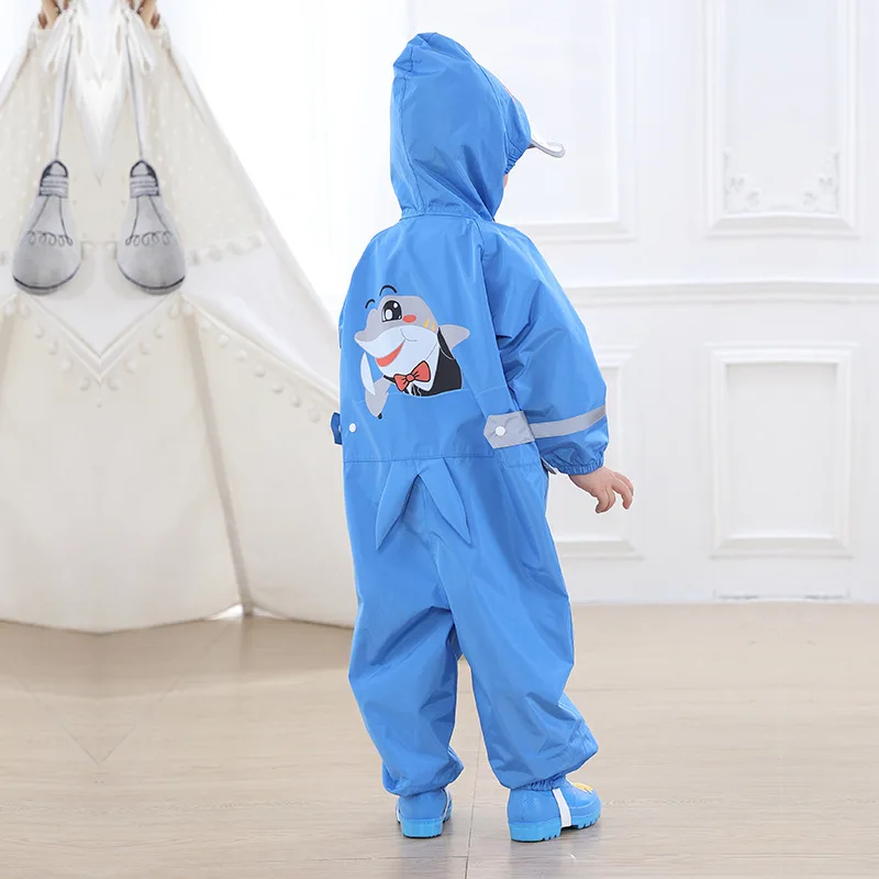 1 pz bambini impermeabile bambini ragazzi ragazze tuta impermeabile con cappuccio un pezzo Cartoon aby Rainwear e pantaloni per ragazze ragazzi