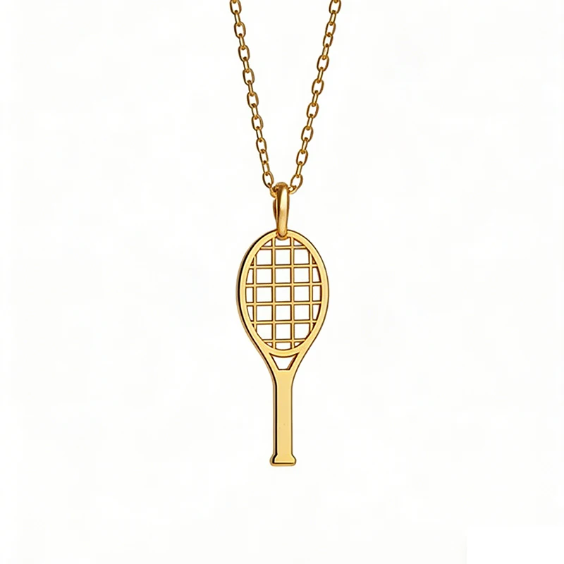 Tennis Racket Necklaces For Sport Stainless Steel Neck Chain Choker Tennis Player Jewelry Women Accessories