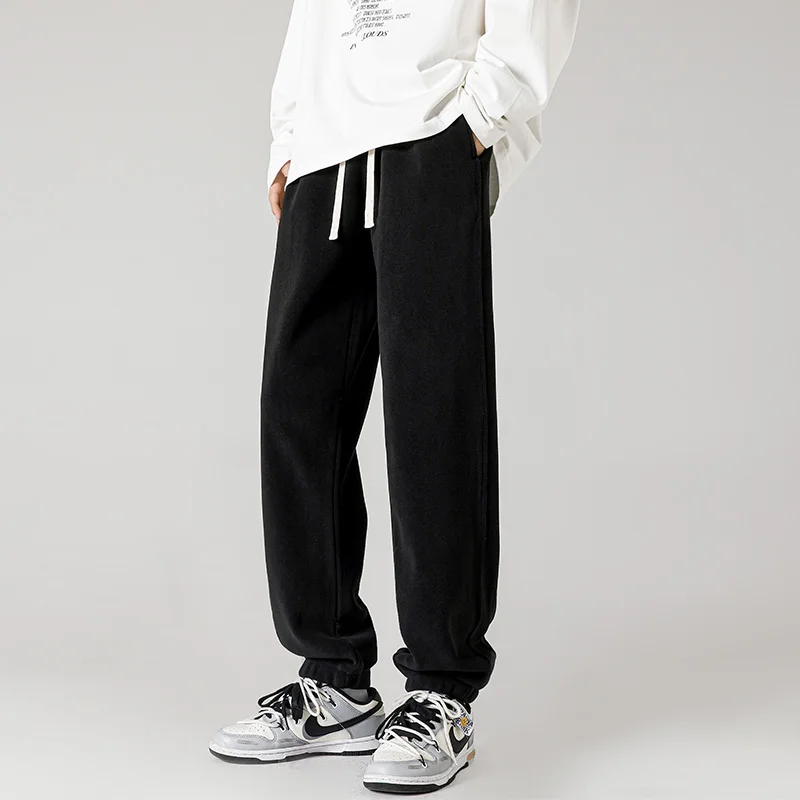 

Мужские спортивные брюки из высококачественной эластичной ткани с эластичным поясом, удобные, однотонные, с плоским передом, для бега и повседневной носки