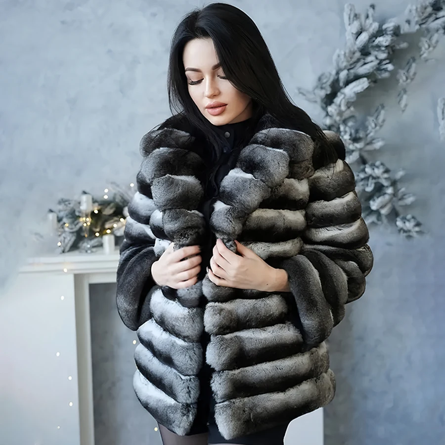 

Real Fur Jacket Women Rabbit Fur Jackets Short Rex Rabbit Fur Coat Lapel Winter Coats For Women 2024 Luxury High Quality