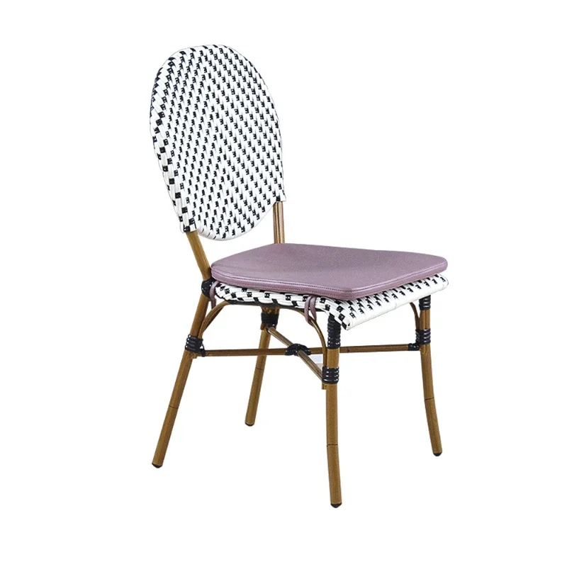 Imitation rattan aluminum tube backrest dining chair dessert shop cafe lounge chair
