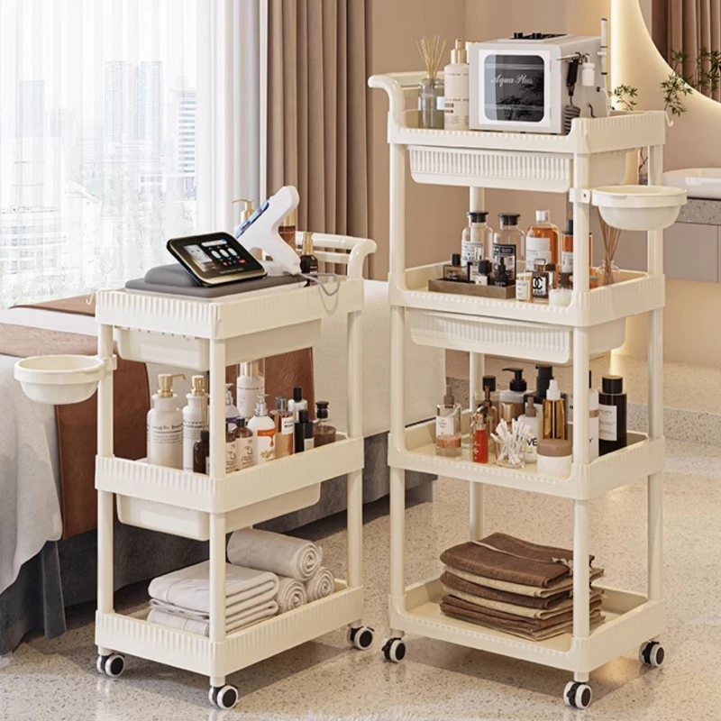 Rolling Beauty Salon Trolley Barber Tool Storage Cart Multi-Purpose Removable Esthetician Organizer Salon Furniture