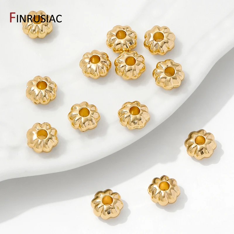 14K Gold Plated Brass Round Stripe Spacer Beads,Separator For Beads,DIY Bracelet Necklace Making Accessories,Jewelry Material image 4