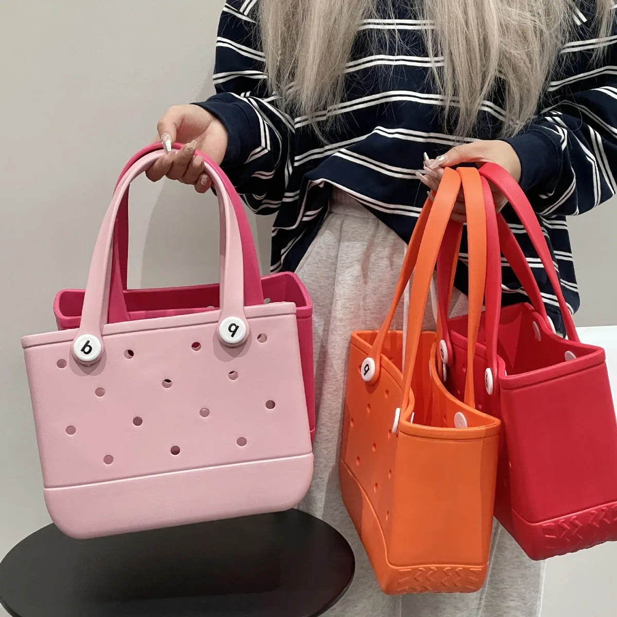 حقيبة شاطئية صغيرة إيفا مطاط مقاوم للماء الصيف بركة سلة التخزين المرأة التسوق حقيبة يد صغيرة هلام كروك كيس حمل حقيبة #1