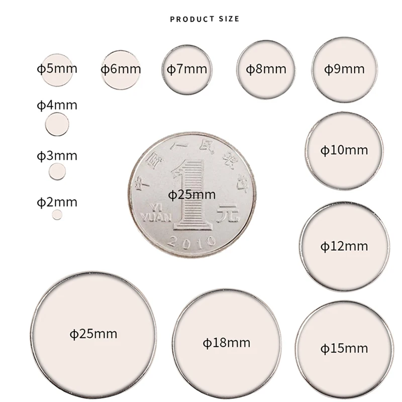 10PCS 8mm Diameter Neodymium Magnet 1/2/3/4/5/6/7/10 Mm Thick Rare Earth Strong Magnet N35 Permanent Neodymium Magnet