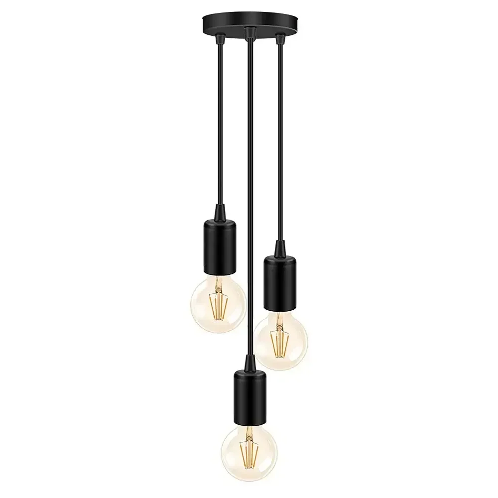 Imagem -05 - Lâmpadas Led Modernas para Decoração de Casa Cabeças Preto Branco Prata Cozinha Retro Quarto Base de Suporte Luminárias Suspensas E27