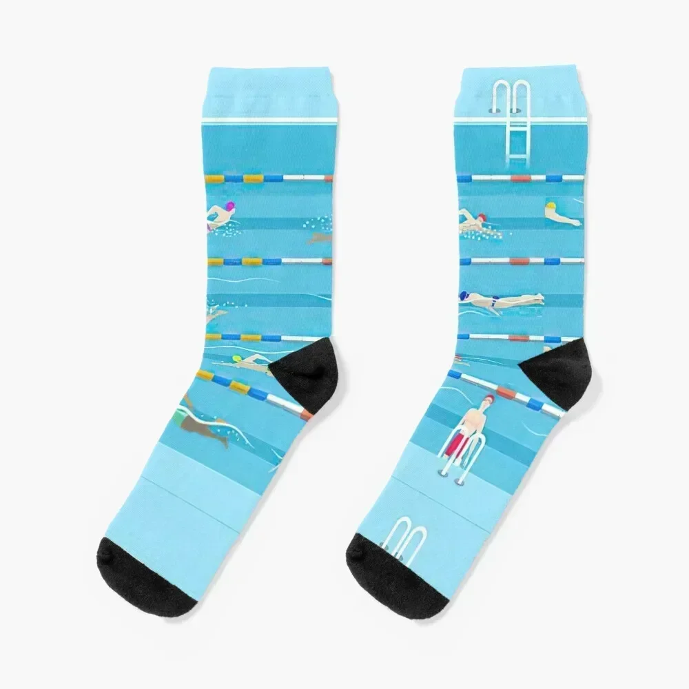 Swimming pool, aquatic race water Socks with print moving stockings Lots summer Socks Male Women's