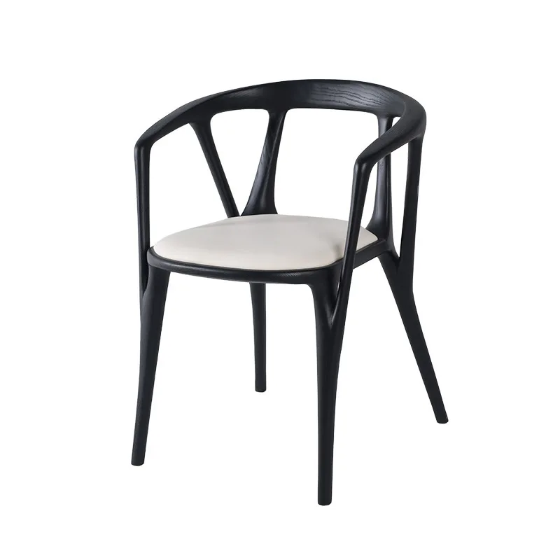 

Italian minimalist ash wood casual dining chair comfortable and sedentary home upholstered back solid