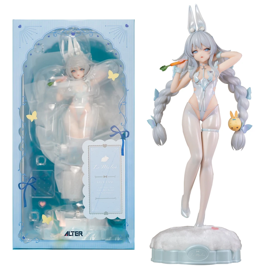Image of 26CM Anime Spiel Azur Lane Le Malin Manjuu Figur 1/6 Lustlose Lapin Ver Faul Weiß Kaninchen Modell Spielzeug Geschenk action Figur