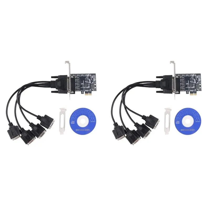 Stylish-2X PCI-E Serial Port Card Pcie To 4 Serial Port RS232 9-Pin Industrial Control 4-Port Expansion Card AX99100 With Cable
