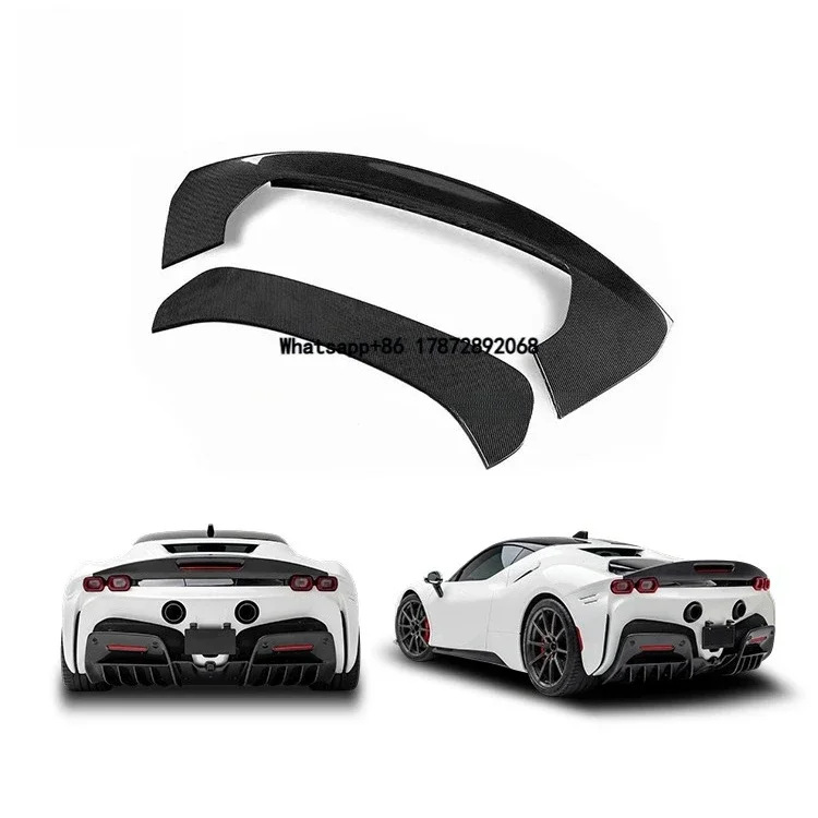 Car Accessories Car Parts for SF90 M Style Dry Carbon Fiber Rear Spoiler OEM Body Wing 100% Fit 2019-2022