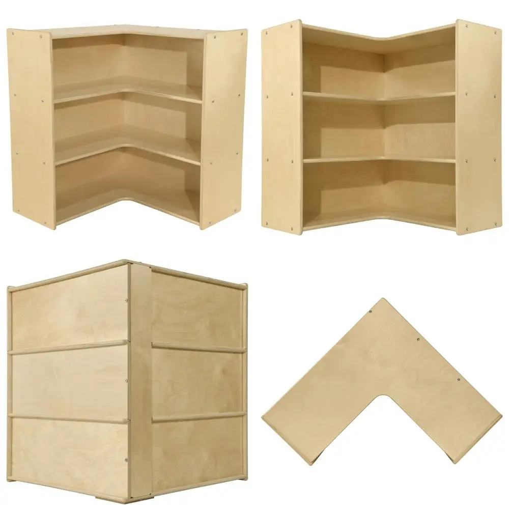 Rak Penyimpanan Anak dengan Kabinet Sudut Melengkung, Rak Pengatur Mainan untuk Kamar Balita, Perabotan Tempat Penitipan Anak