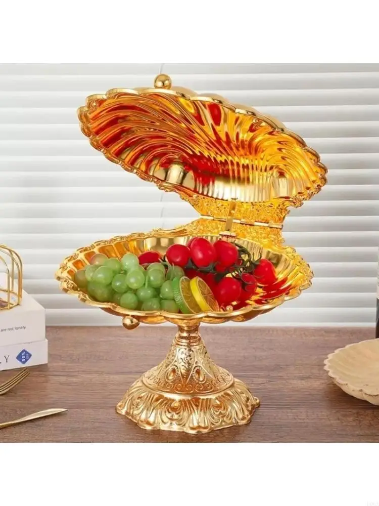 Elegantes Obst-Serviertablett europäischen Muscheldesign mit hohem Fuß und Zinklegierungsmaterialien