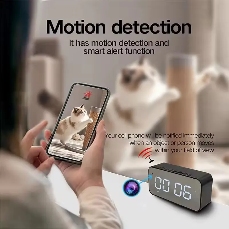Desk Alarm Clock 4K HD WIFI Camera Wireless with Alarm, Motion Detection, Video Recorder, Remote Control for Home & Office Surve