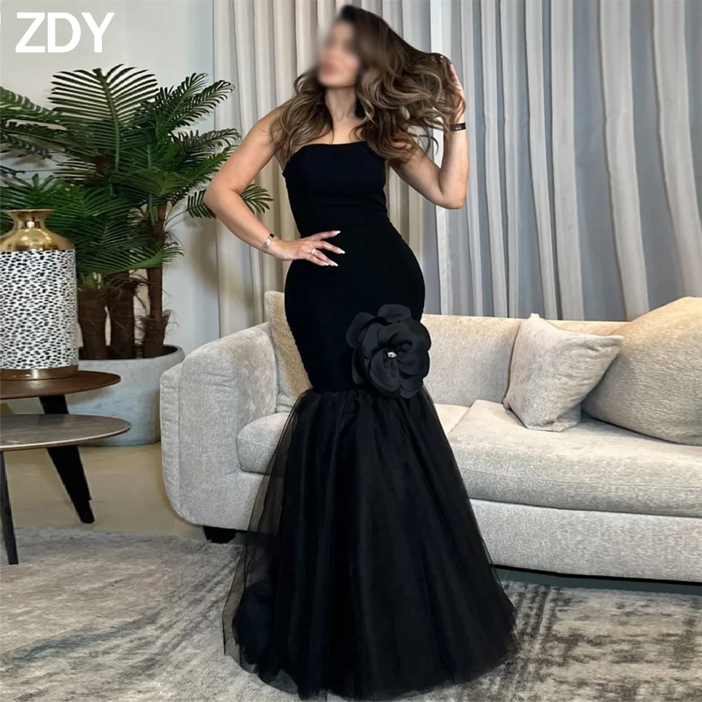 

Customized Elegant Long Black Mermaid Evening Dresses for Special Occasions Strapless Floor-Length Women Gala Party Dress 2025